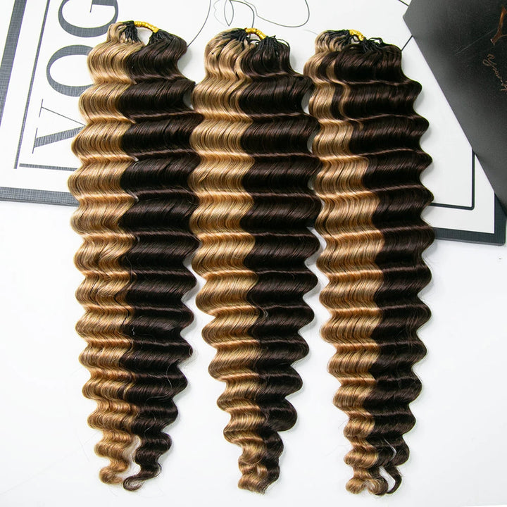 #4/27 deep wave human crochet hair for holidays