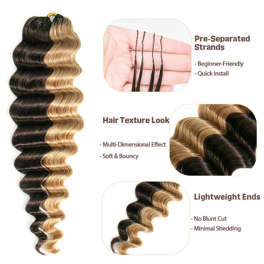 4/27 loose deep wave feather crochet hair mix color