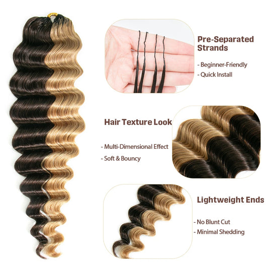 4/27 loose deep wave feather crochet hair mix color