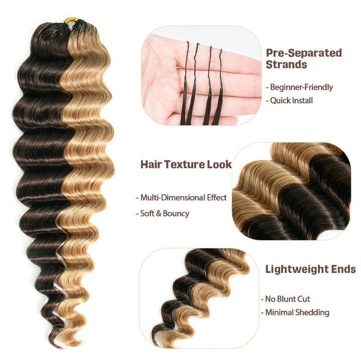 4/27 loose deep wave feather crochet hair mix color