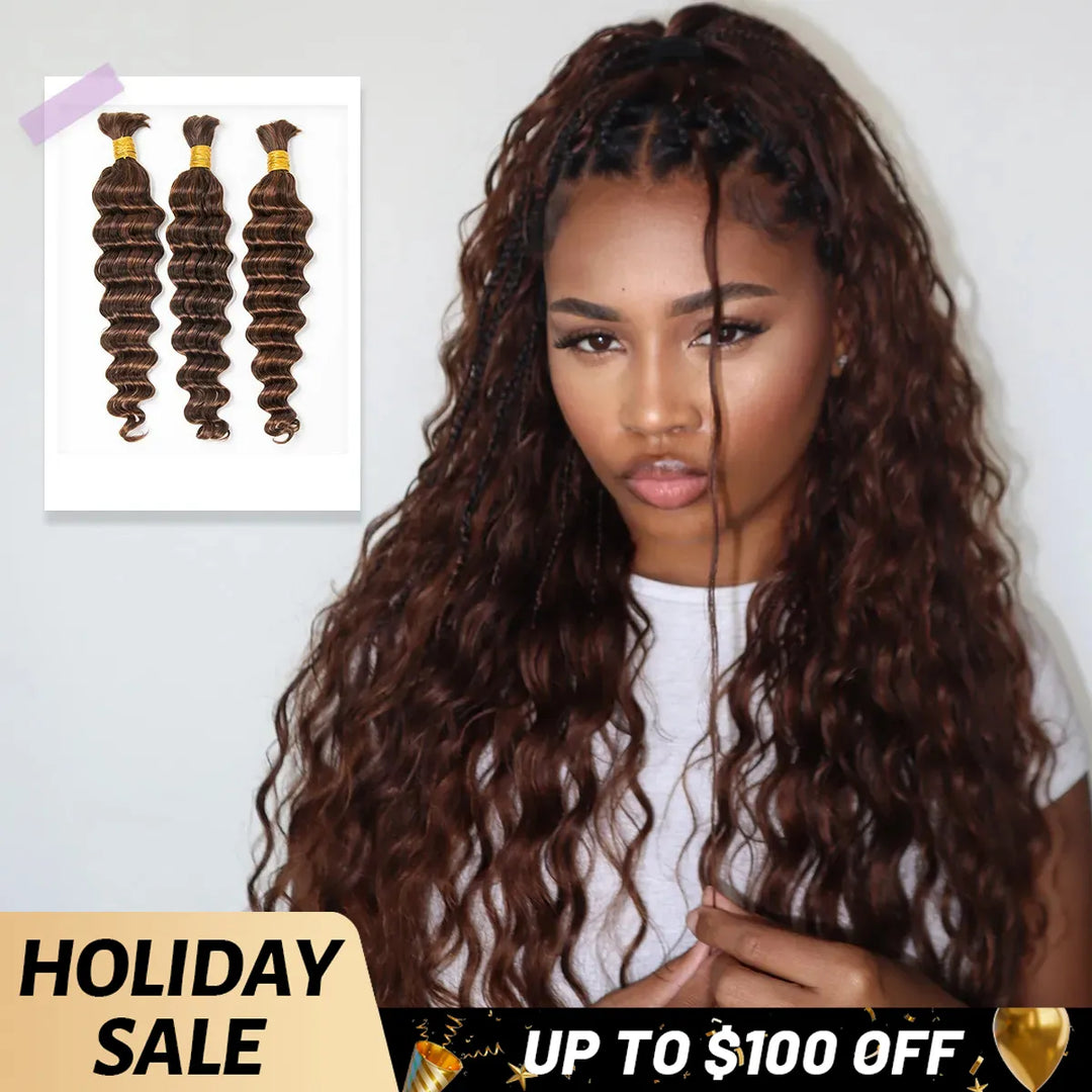 #4/30 LOOSE DEEP WAVE BULK HAIR UP TO 100 SALE