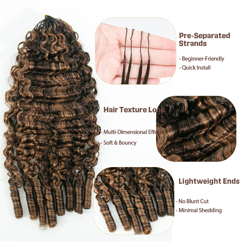 4/30 blend water curly feather crochet hair for summer holidays