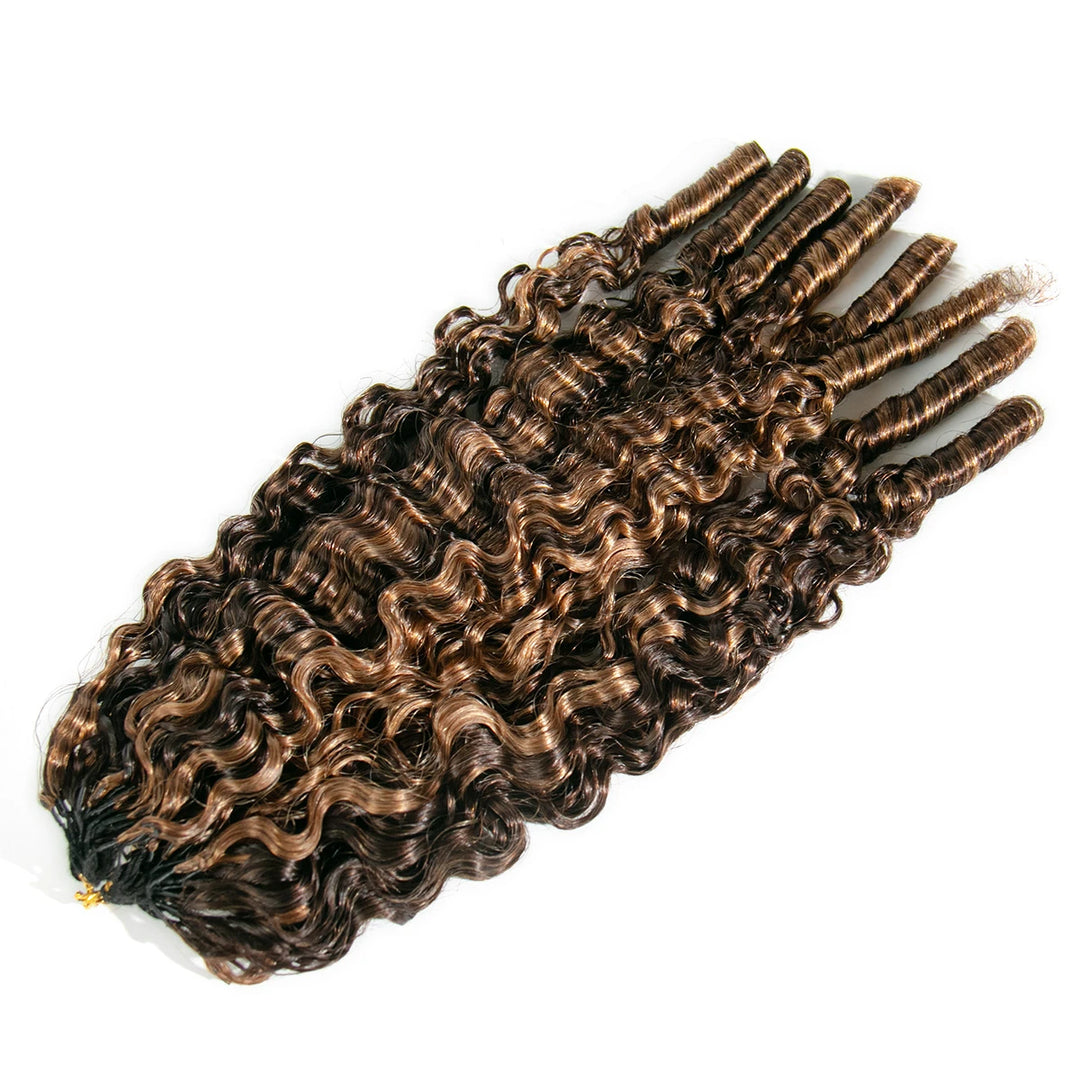 4/30 mix blend color water curly feather crochet hair