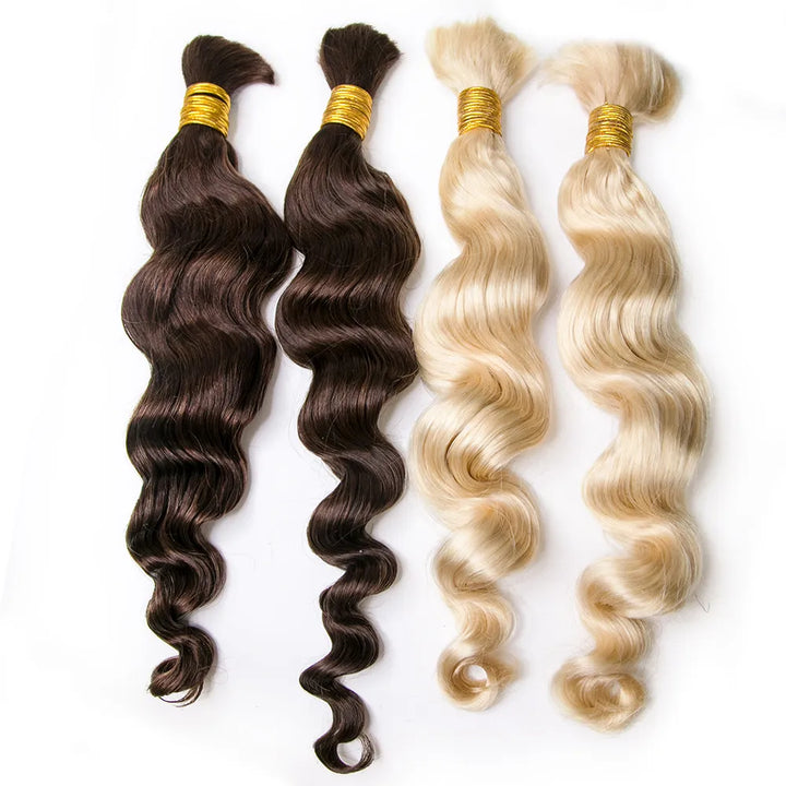 #4/#613 Piano Color Deep Wave Bulk Hair Extensions for Braiding
