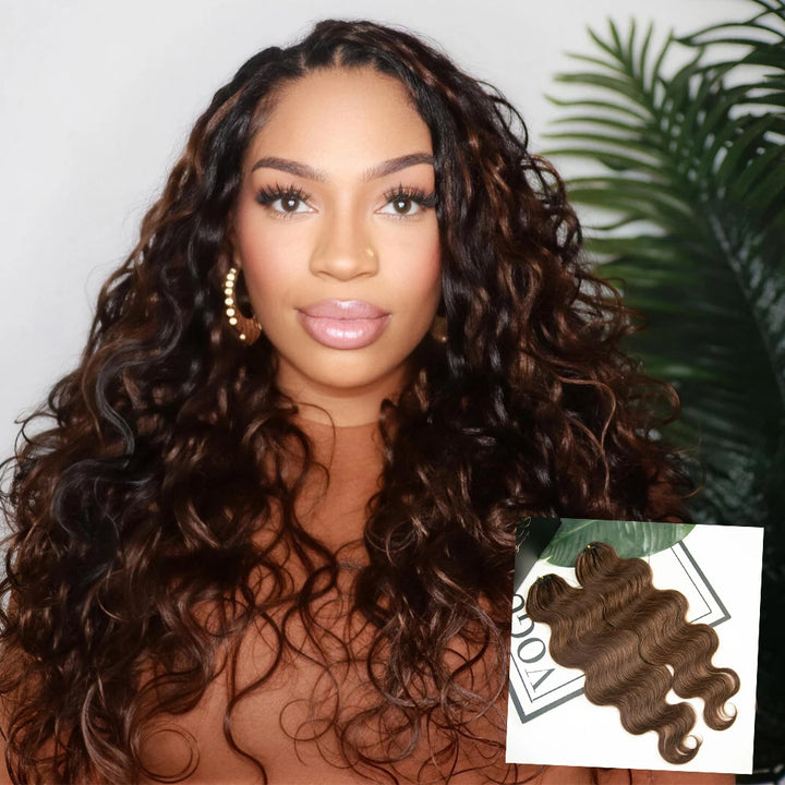 medium brown body wave feather crochet hair for miracle knots braids