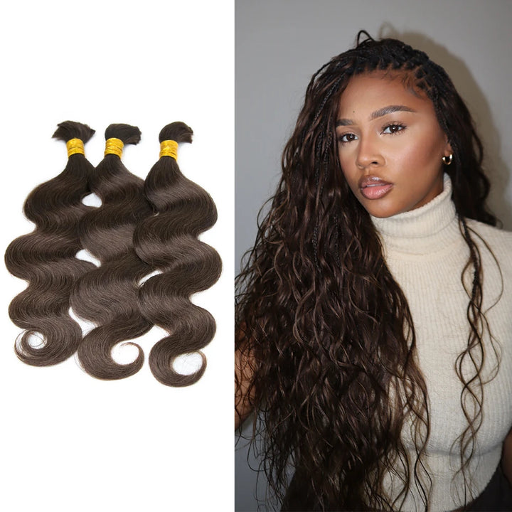 #4 medium brown bulk braiding hair for boho braids