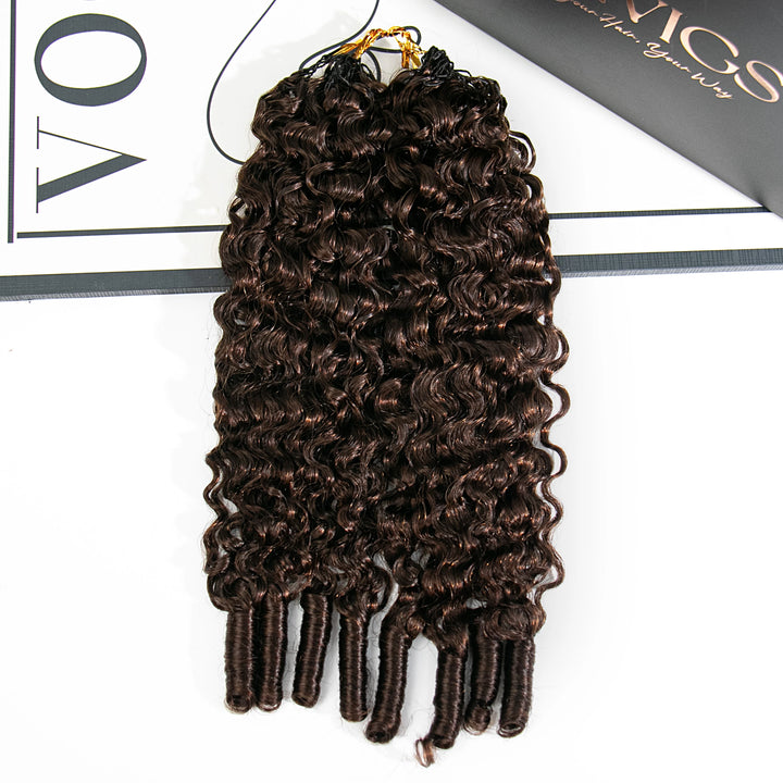 #4 medium brown human crochet hair water curly