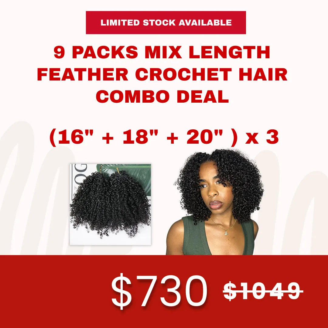 9 Packs Human Crochet Hair Combo Deal Multi-textured Kinky Curly