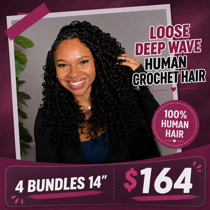 💥Flash Sale | Natural Color Loose Deep Wave Crochet Human Hair