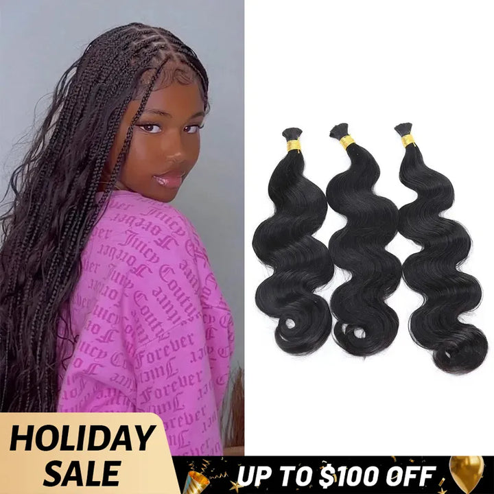 BODY WAVE DOUBLE DRAWN BULK HAIR UP TO 100 SALE
