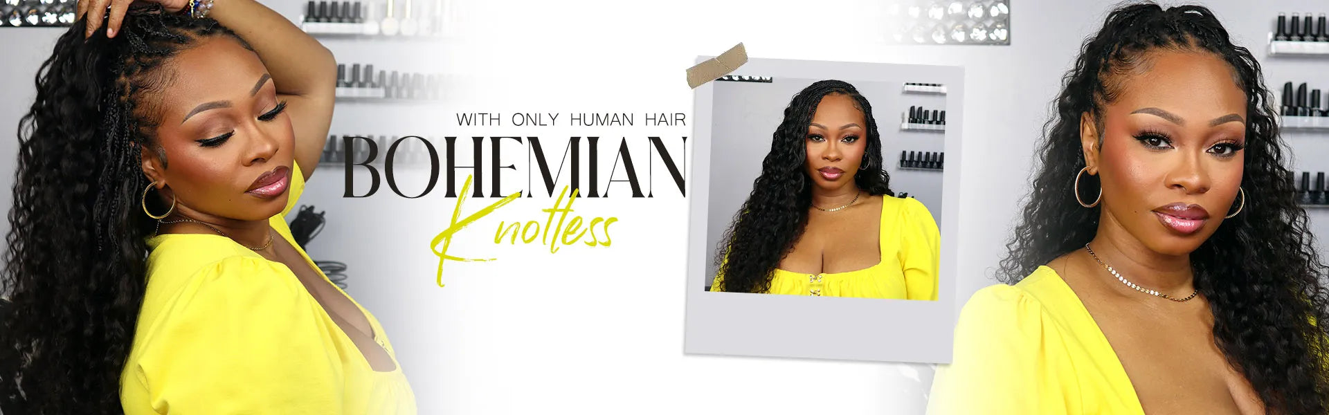 BOHEMIAN KNOTLESS WITH ONLY YWIGS HUMAN HAIR