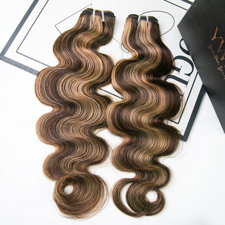 Body Wave Human Hair Weft Bundles in #4/#27/#30 Mix Color Blend