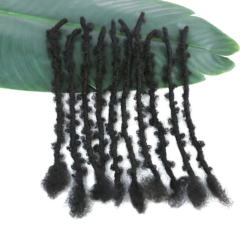Extensions de cheveux humains Boho Loc en détresse papillon - Noir naturel #1B