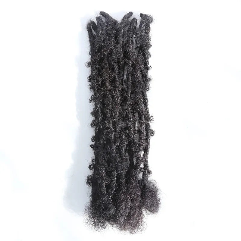 Butterfly Distressed Boho Loc Extensions Human Hair - Natural Black #1B