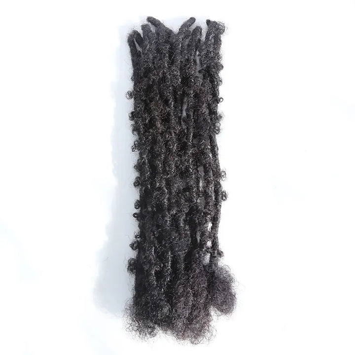 Butterfly Distressed Boho Loc Extensions Human Hair - Natural Black #1B
