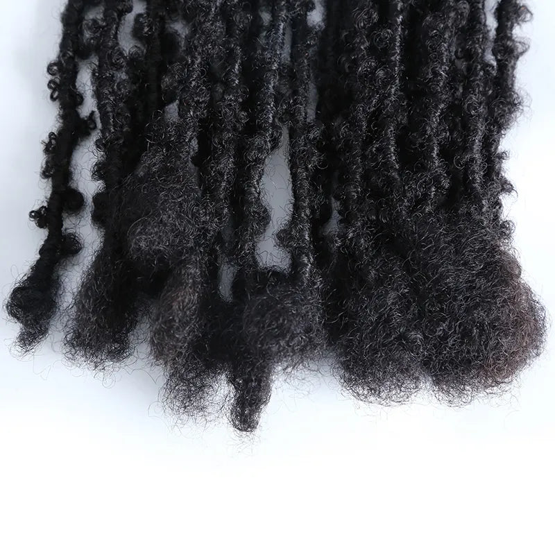 Butterfly Distressed Boho Loc Extensions Human Hair - Natural Black #1B