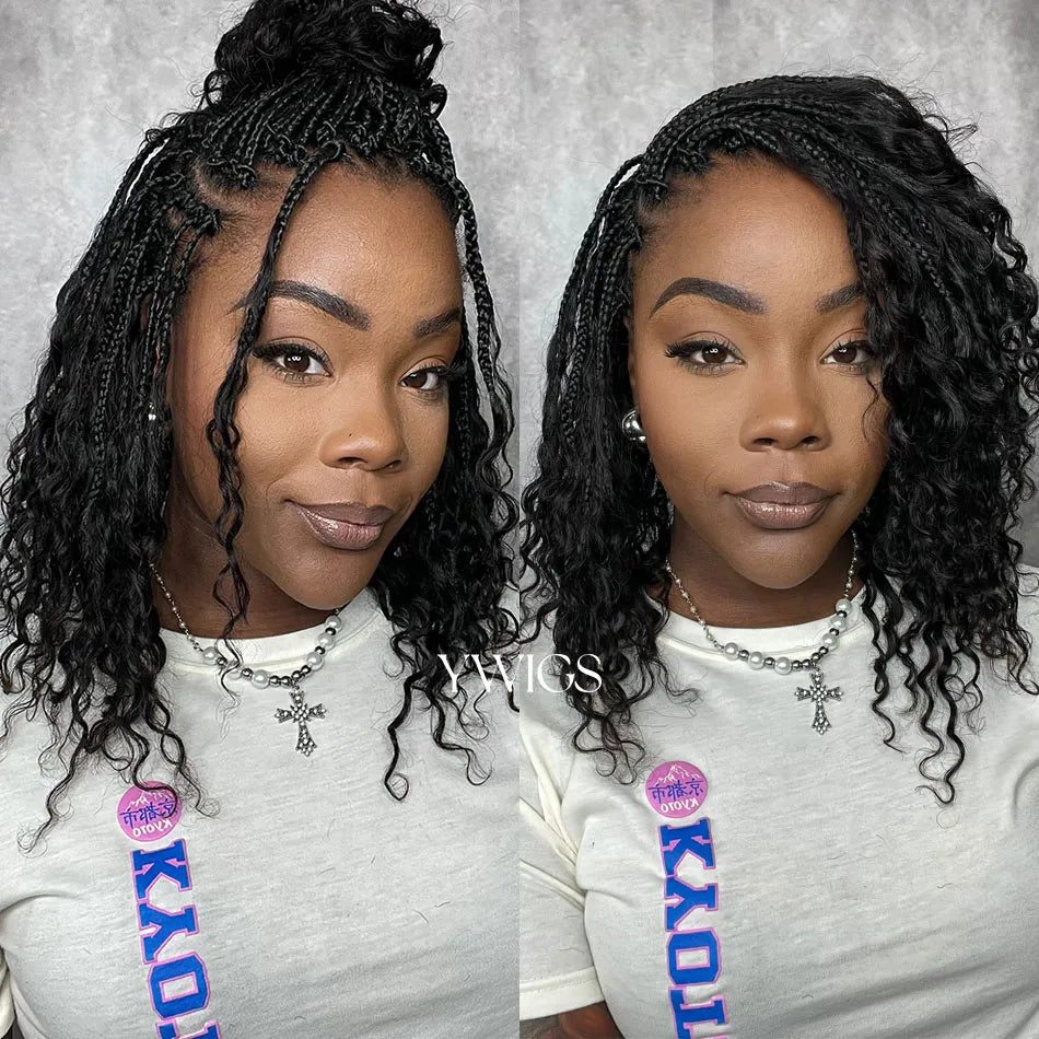 Crochet Boho Box Braids with Human Hair Curls – Ywigs