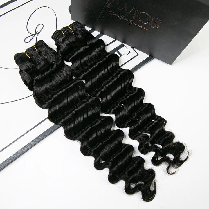Three bundles of cambodia virgin human hair weft bundles