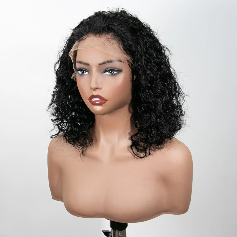 12 Inch 150% Density Color #1B Water Wave 13x6  Lace Front Wig for Sale