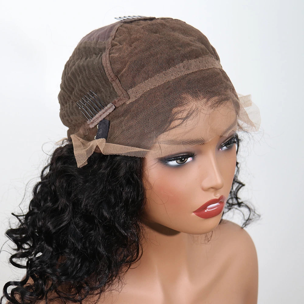 12 Inch 150% Density Color #1B Water Wave 13x6  Lace Front Wig for Sale