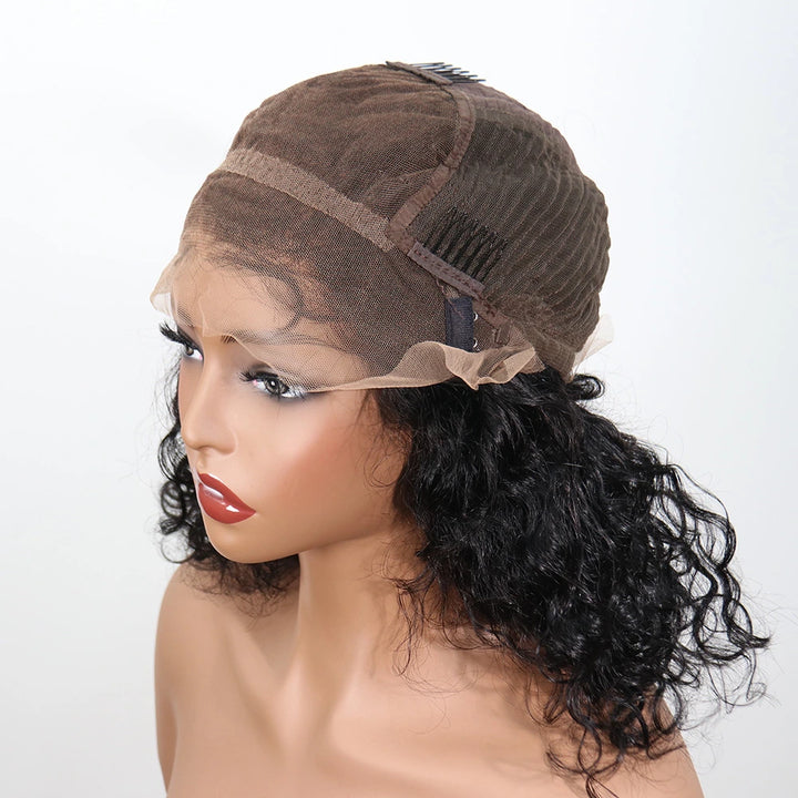 12 Inch 150% Density Color #1B Water Wave 13x6  Lace Front Wig for Sale