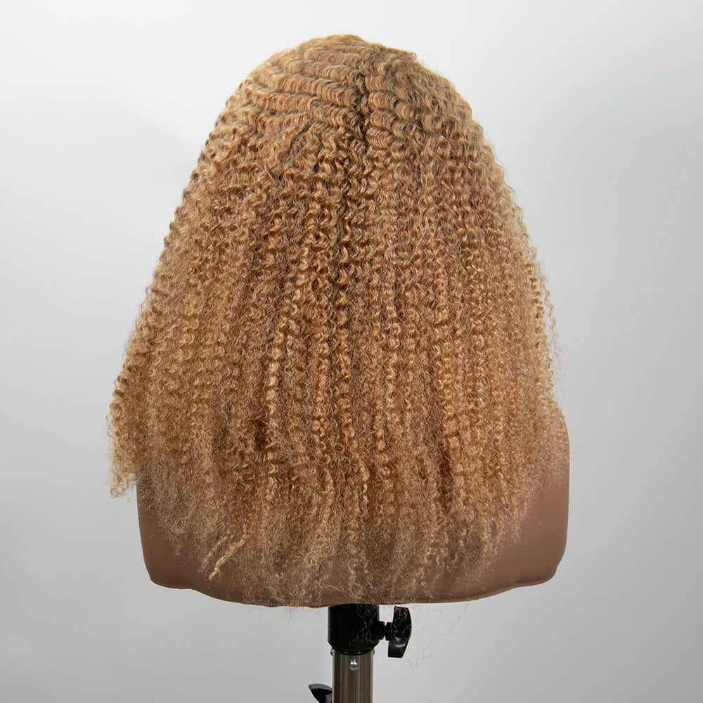 16 Inch 150% Density Color #27 Kinky Curly 13x4 Free Part Headbang Wig for Sale EAWO