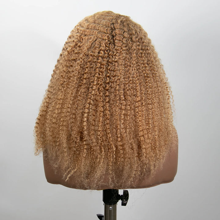 16 Inch 150% Density Color #27 Kinky Curly 13x4 Free Part Headbang Wig for Sale EAWO