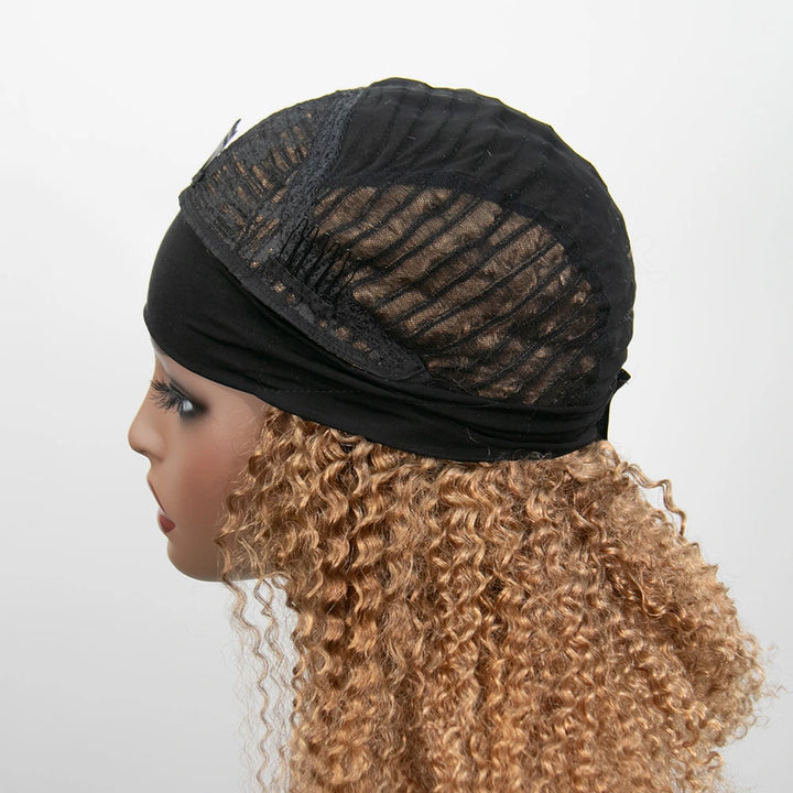 16 Inch 150% Density Color #27 Kinky Curly 13x4 Free Part Headbang Wig for Sale EAWO