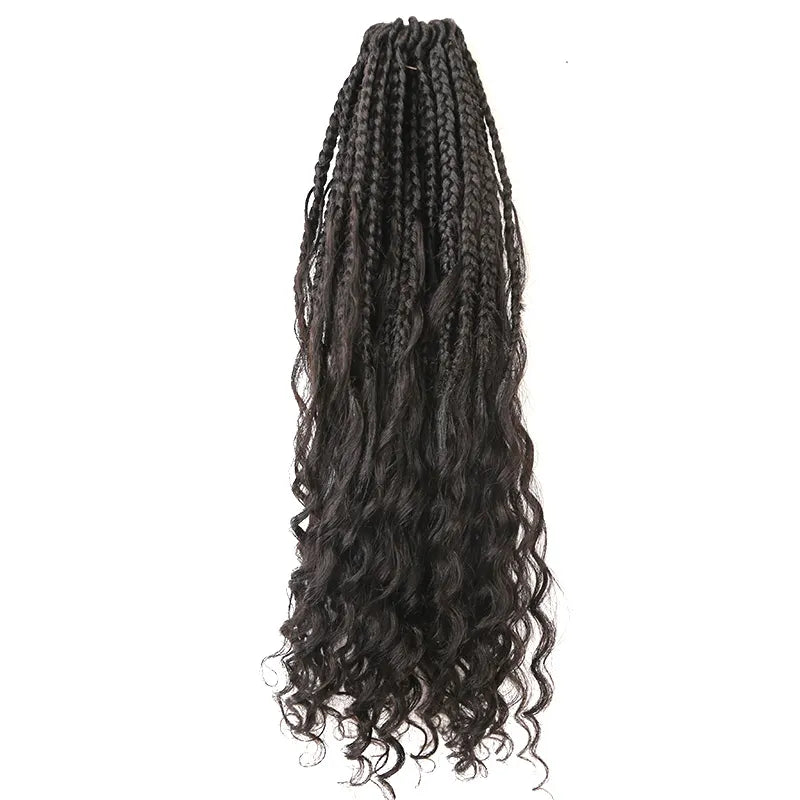 Crochet Boho Human Hair Deep Wave Braids with Curls