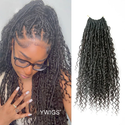 Pre-looped Crochet Boho Locs with Human Hair Curls