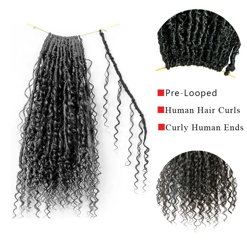 Boho Pre Loop Pre-looped Crochet Boho Locs with Human Hair Curls – Ywigs