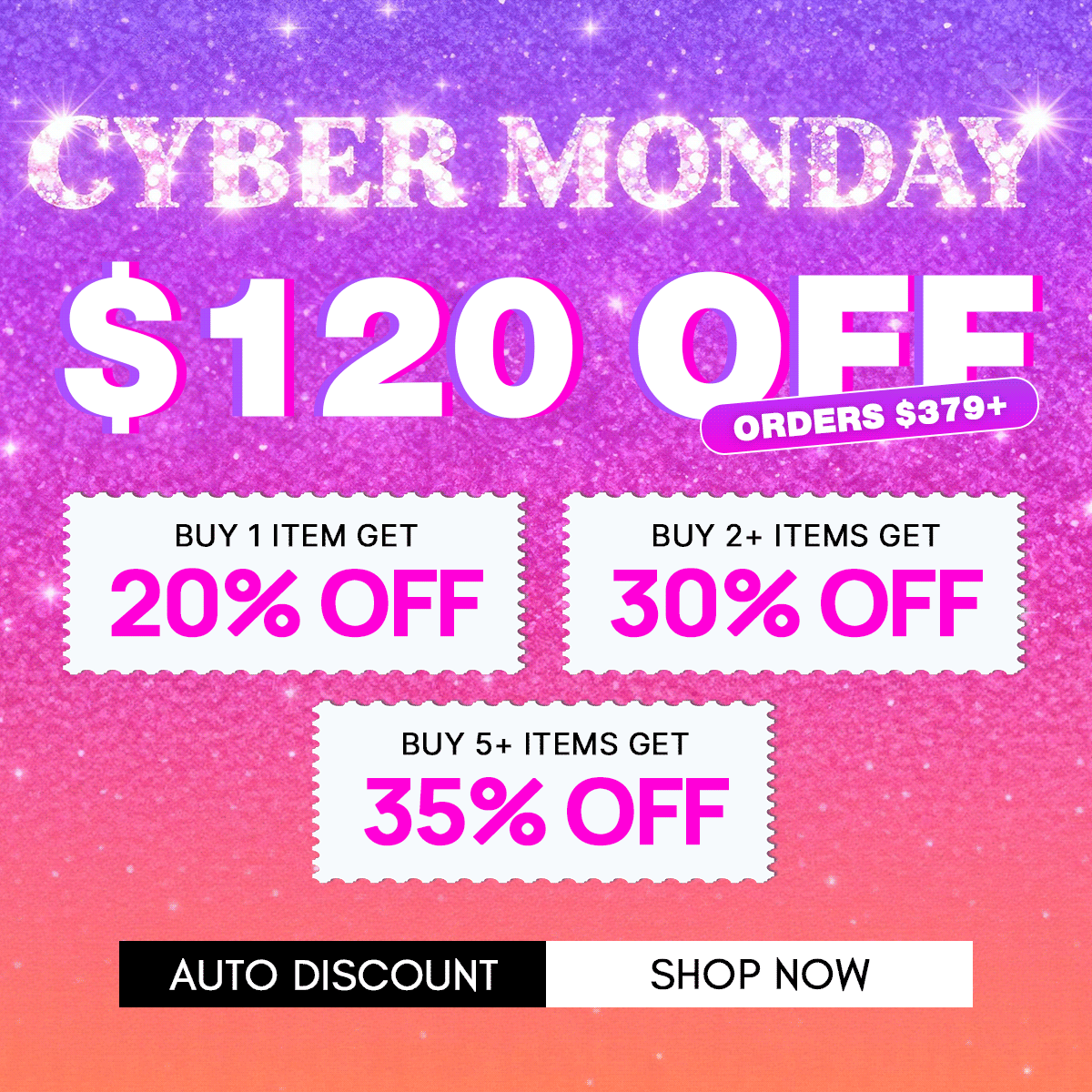 CYBER MONDAY MEGA SALE UP TO $120 OFF