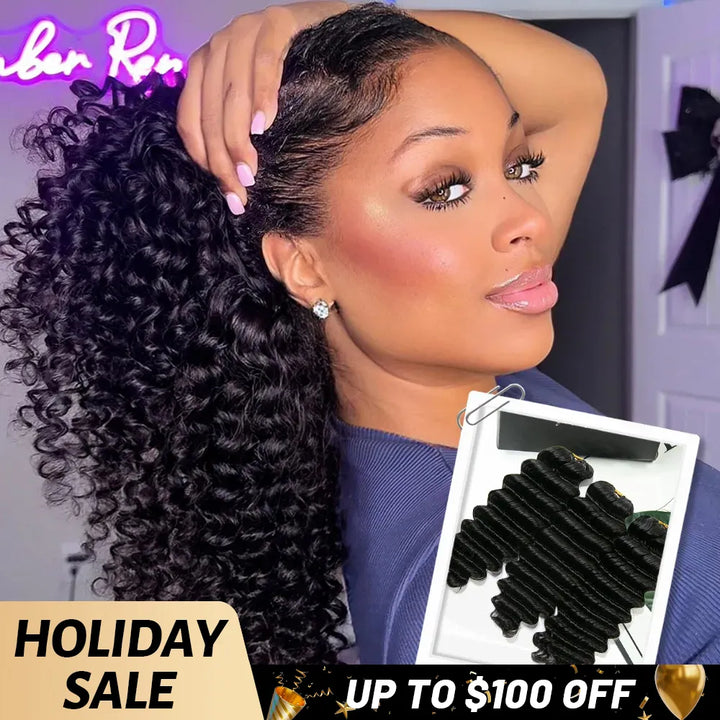 DEEP WAVE CROCHET HUMAN HAIR UP TO 100 SALE