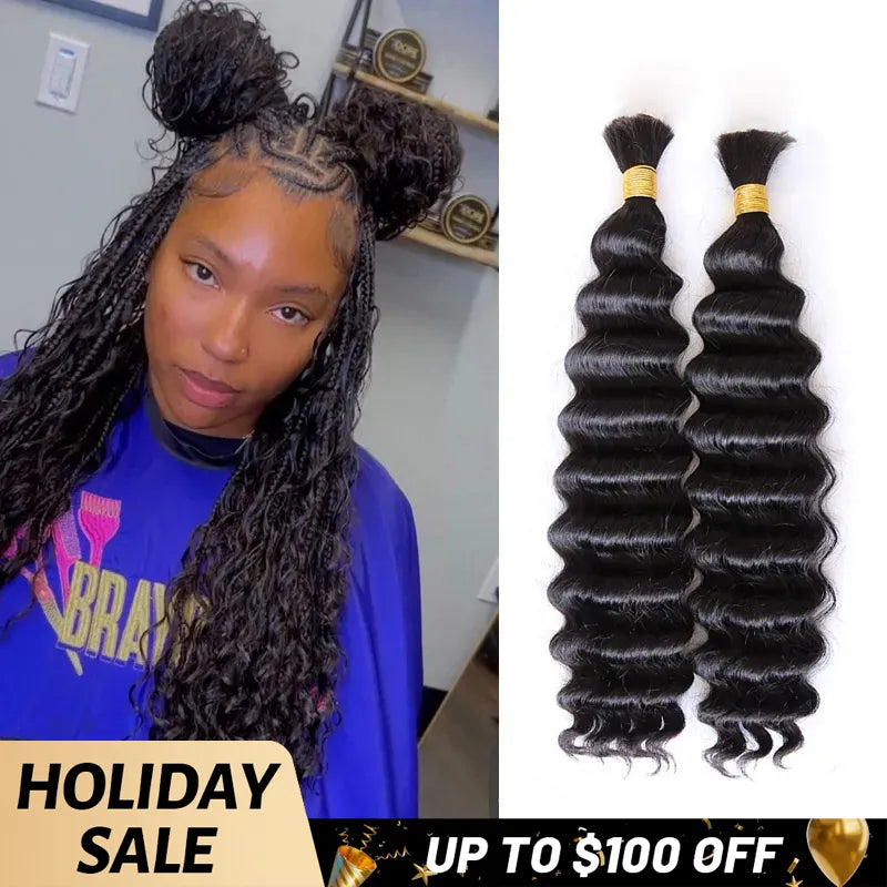 DEEP WAVE DOUBLE DRAWN BULK HAIR UP TO 100 SALE