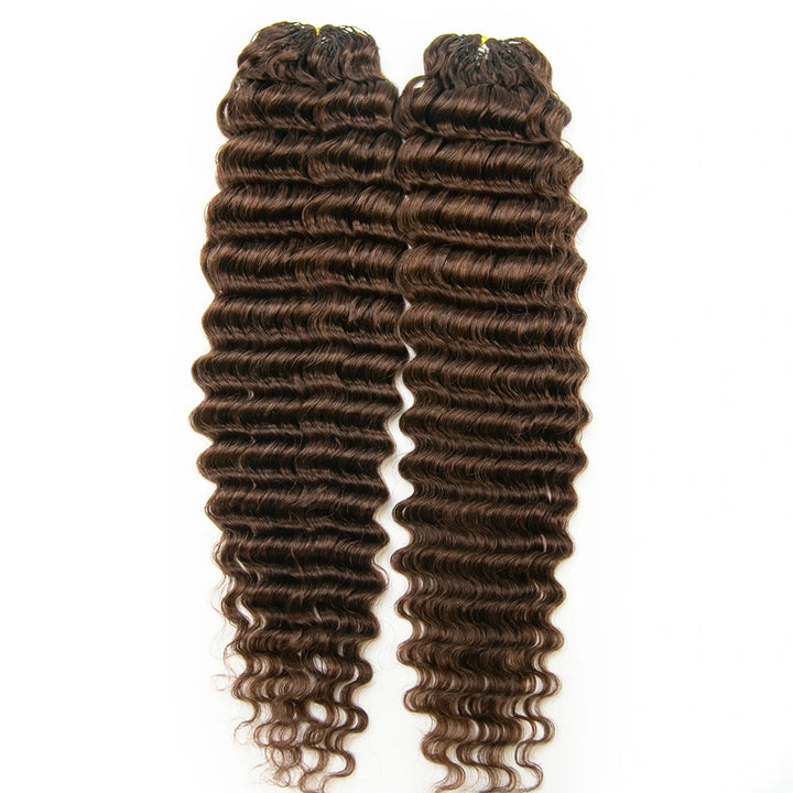 Deep Wave #4 Medium Brown Human Crochet Hair for Woman