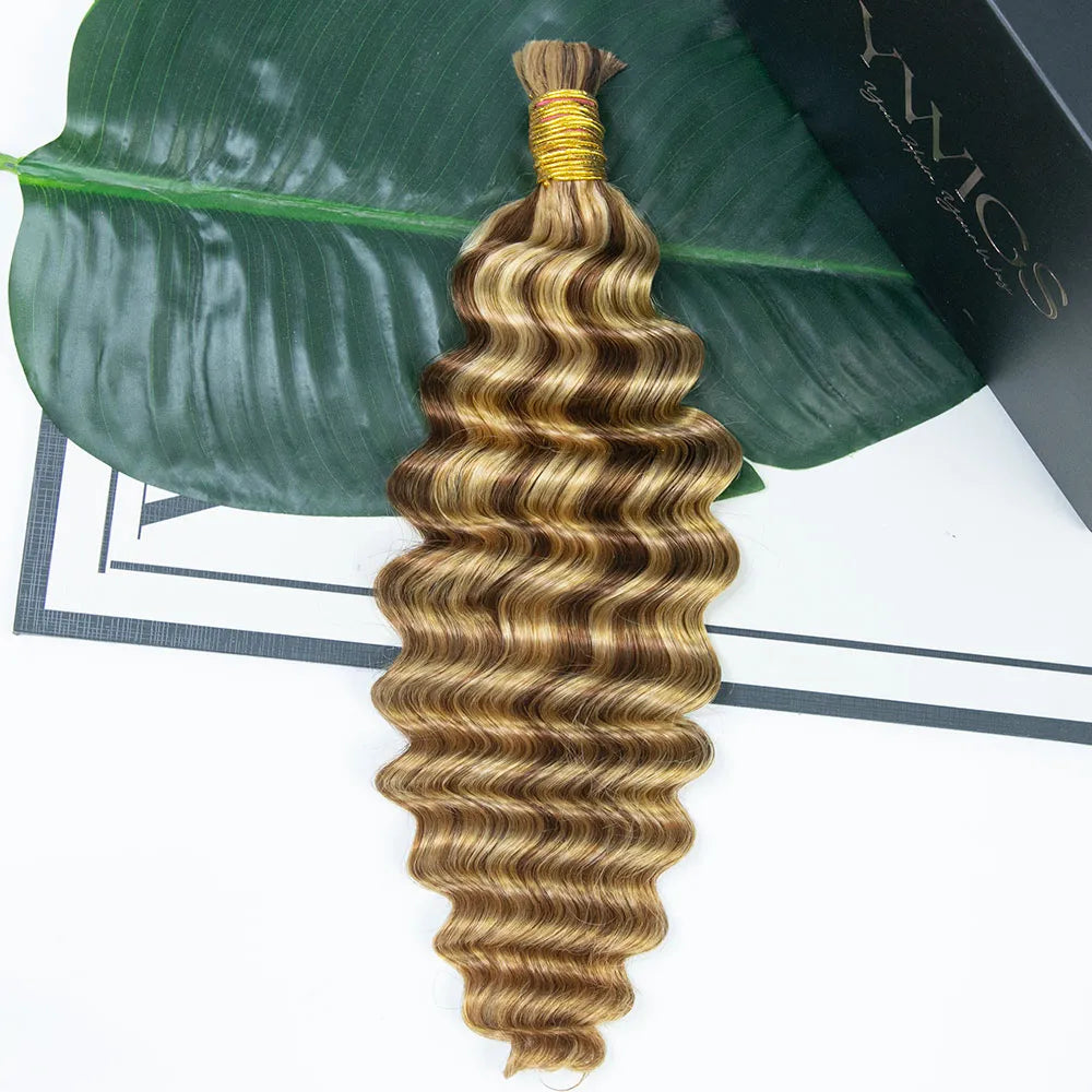 Deep Wave for Woman Bulk Human Braiding Hair Mix Color Blend #27/#30/#613