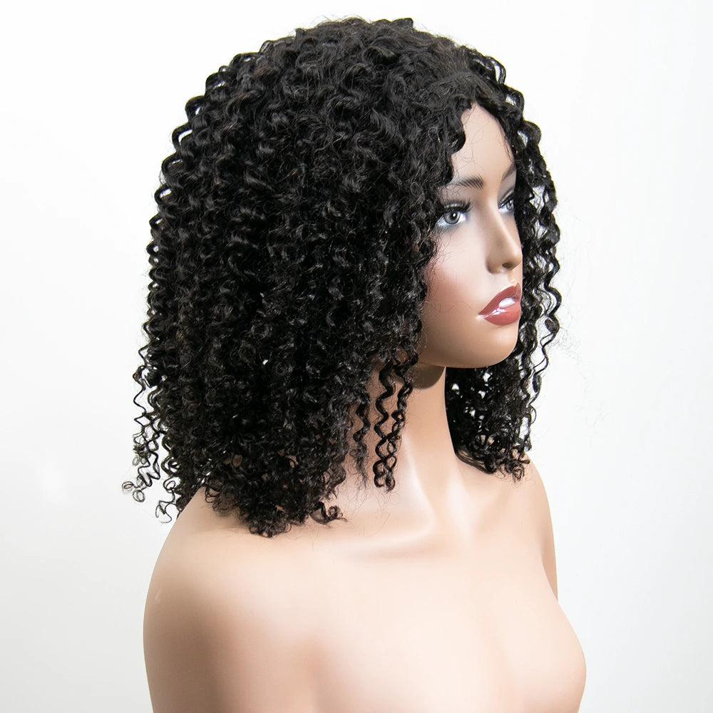 18 Inch 180% Density Deep Curly Natural Color 3/4 Half Wig YY-257