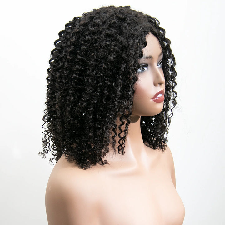 18 Inch 180% Density Deep Curly Natural Color 3/4 Half Wig YY-257