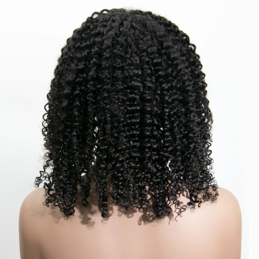18 Inch 180% Density Deep Curly Natural Color 3/4 Half Wig YY-257