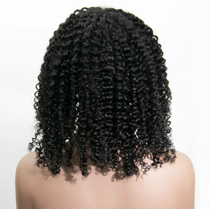 18 Inch 180% Density Deep Curly Natural Color 3/4 Half Wig YY-257