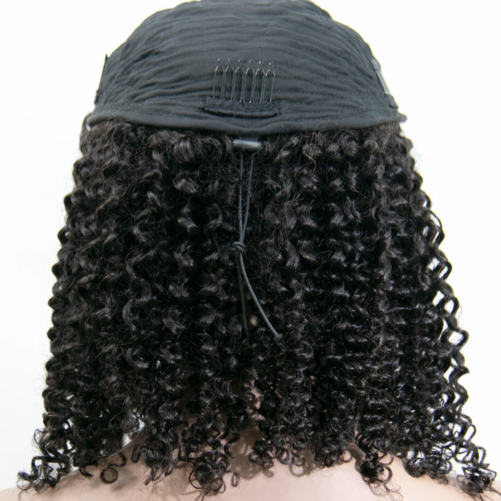18 Inch 180% Density Deep Curly Natural Color 3/4 Half Wig YY-257