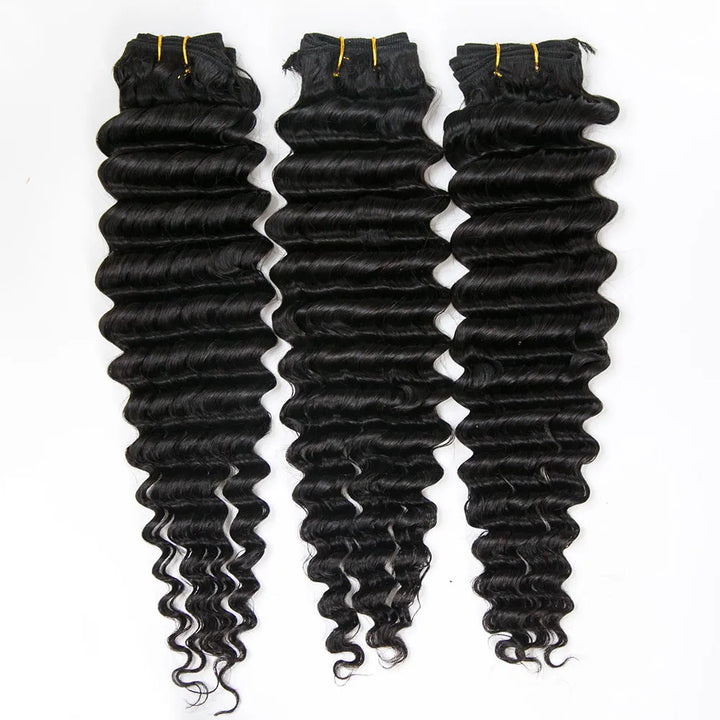 Deep Wave Human Hair Bundles Natural Color