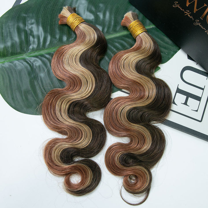 Double Drawn Burmese #4/#27/#30 Mix Color Blend Body Wave Bulk Human Braiding Hair
