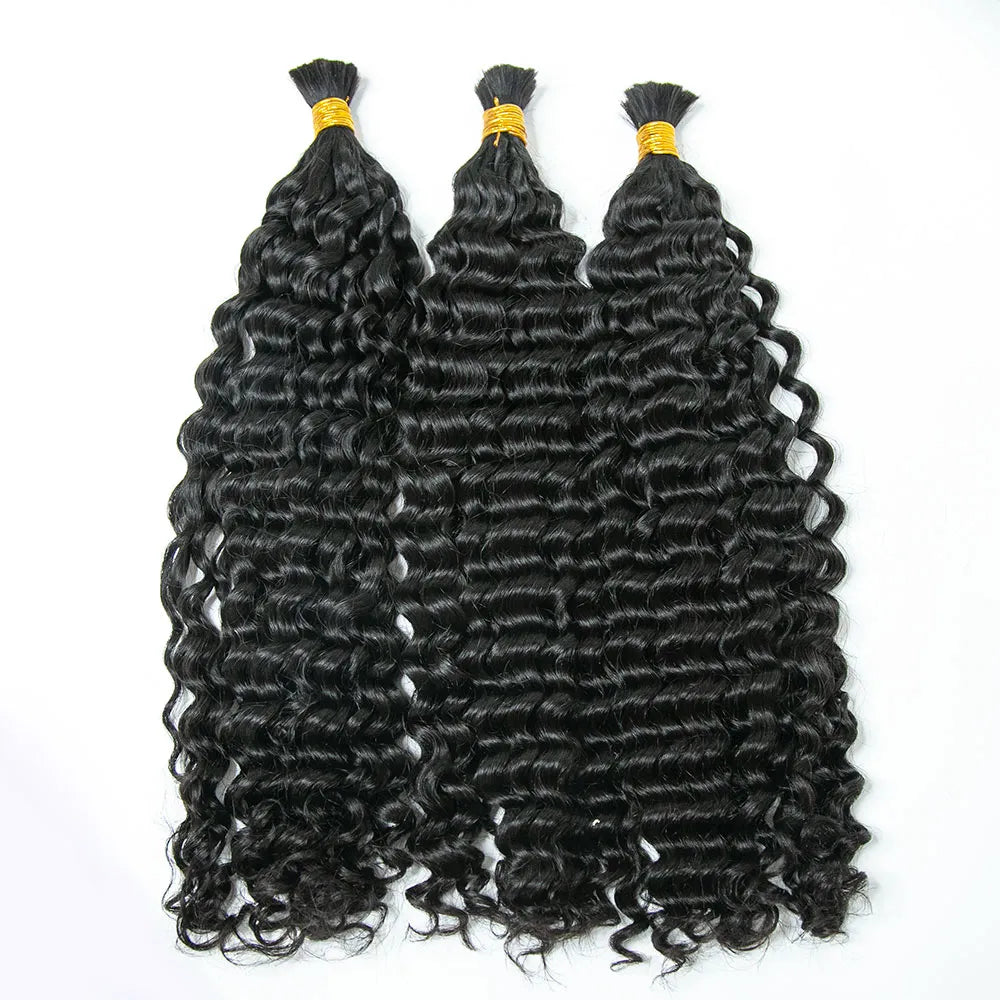 Double Drawn Burmese Deep Curly Human Braiding Hair