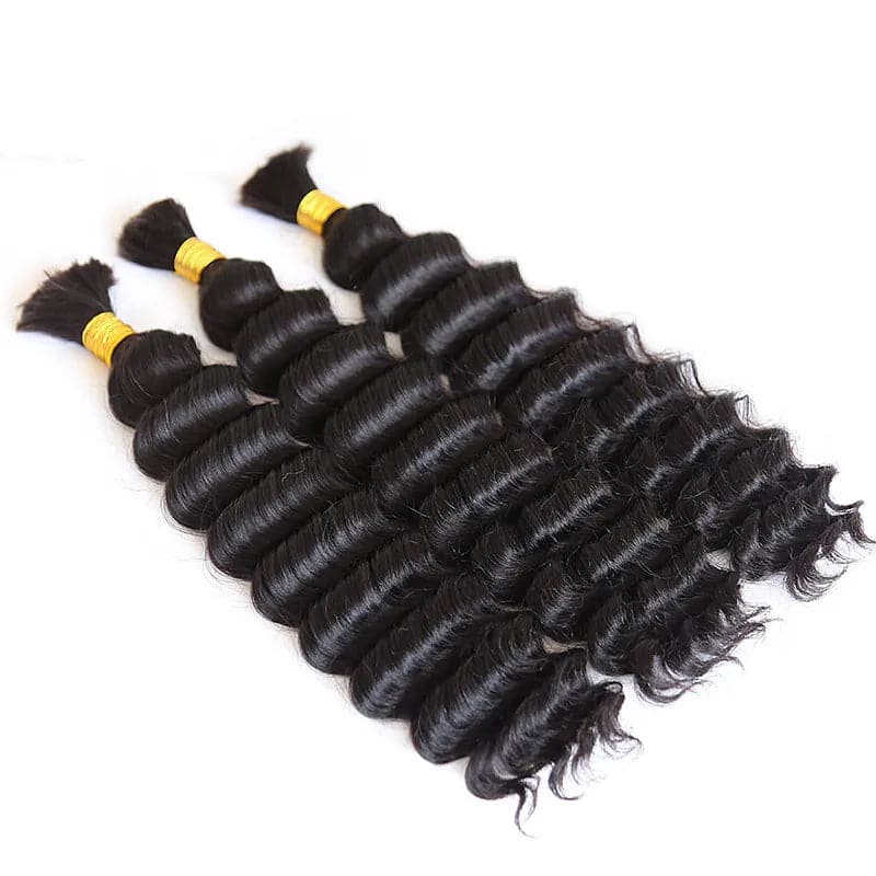 Double Drawn Burmese Deep Wave Human Braiding Hair