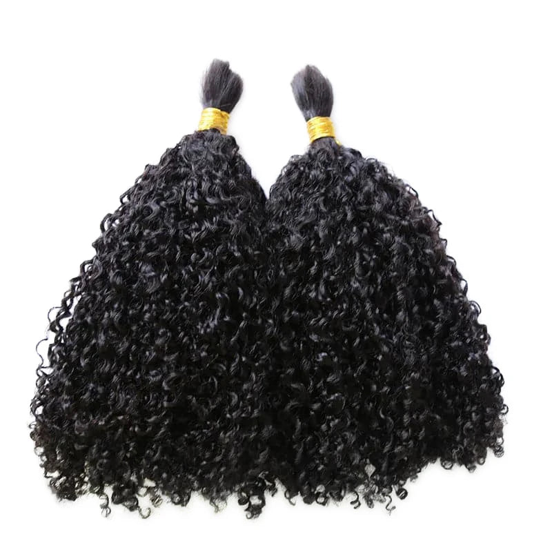 Double Drawn Burmese Multi-Textured Kinky Curly Human Braiding Hair 
