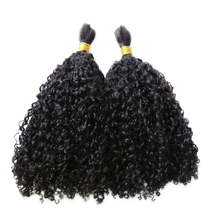 Double Drawn Burmese Multi-Textured Kinky Curly Human Braiding Hair 