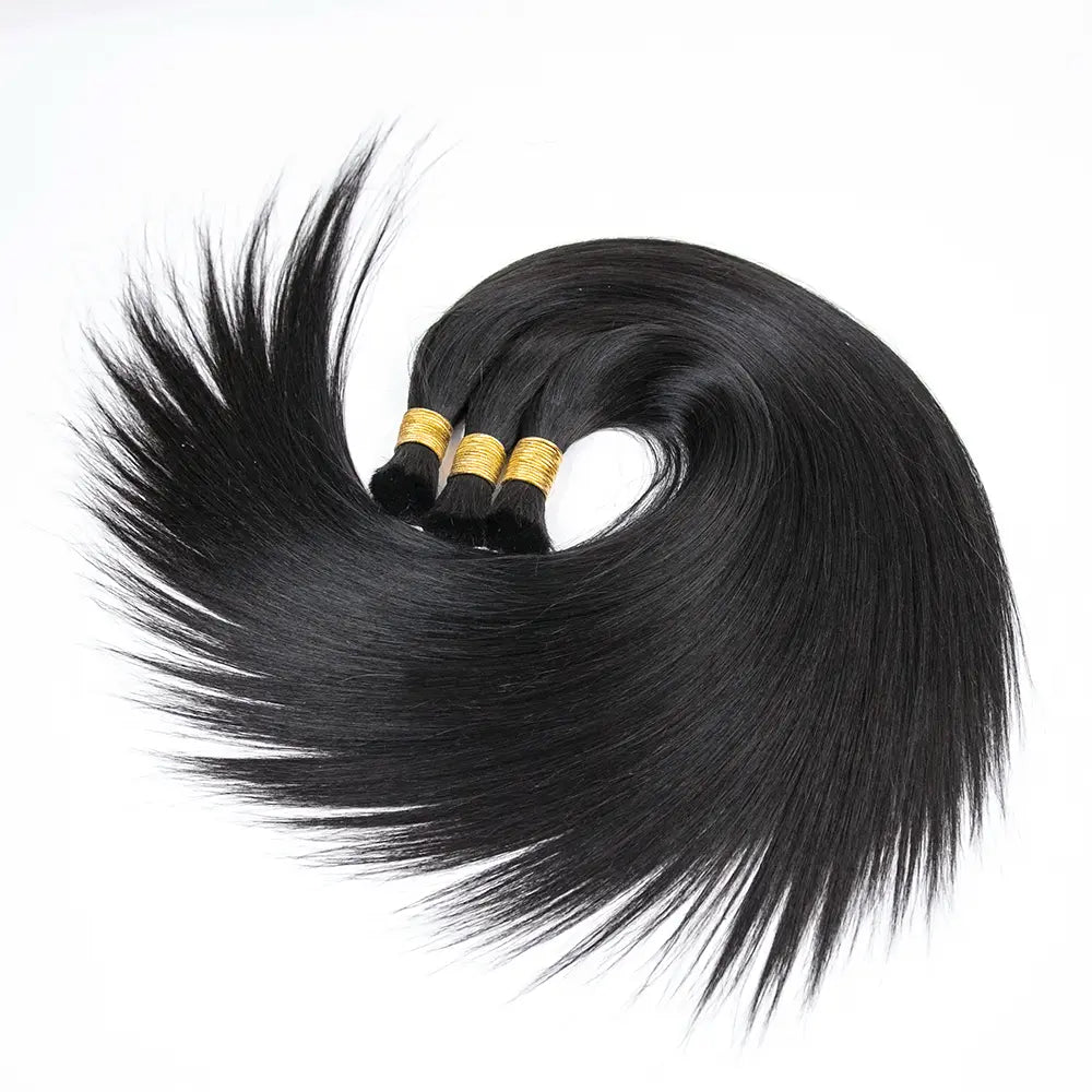 Double Drawn Burmese Silky Straight Human Braiding Hair