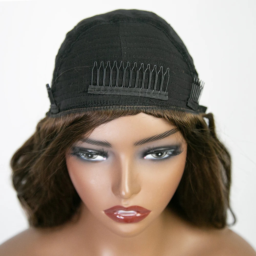 Drawstring light brown body wave half wig