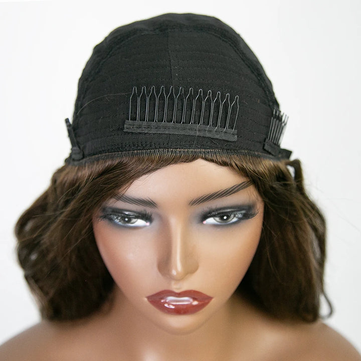 Drawstring light brown body wave half wig
